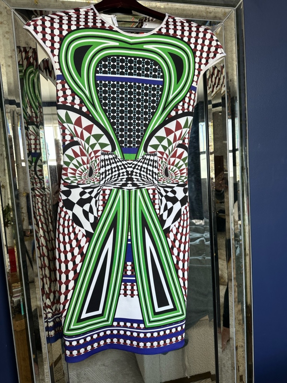 Clover Canyon Multicolor Midi Dress with Green and Blue Graphic Print
